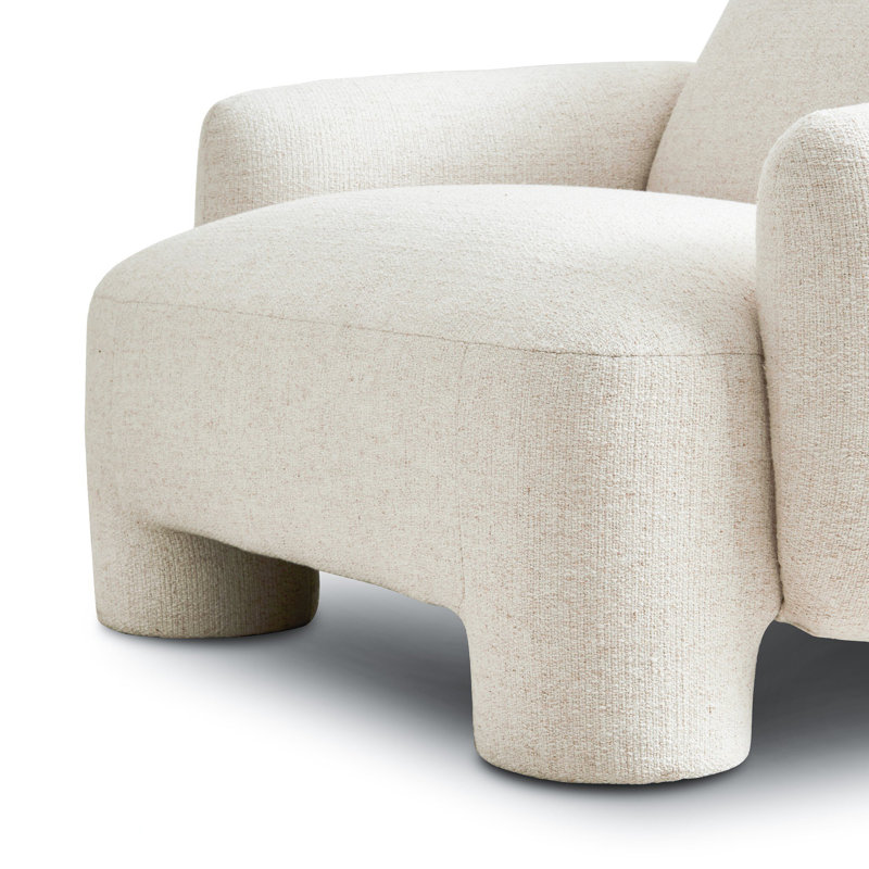 Mingh Tufted Armchair, Cream/Flax Polyester Blend