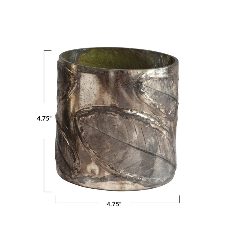 Mercury Glass Tabletop Votive Holder, 4.75" H x 4.75" W x 4.75" D