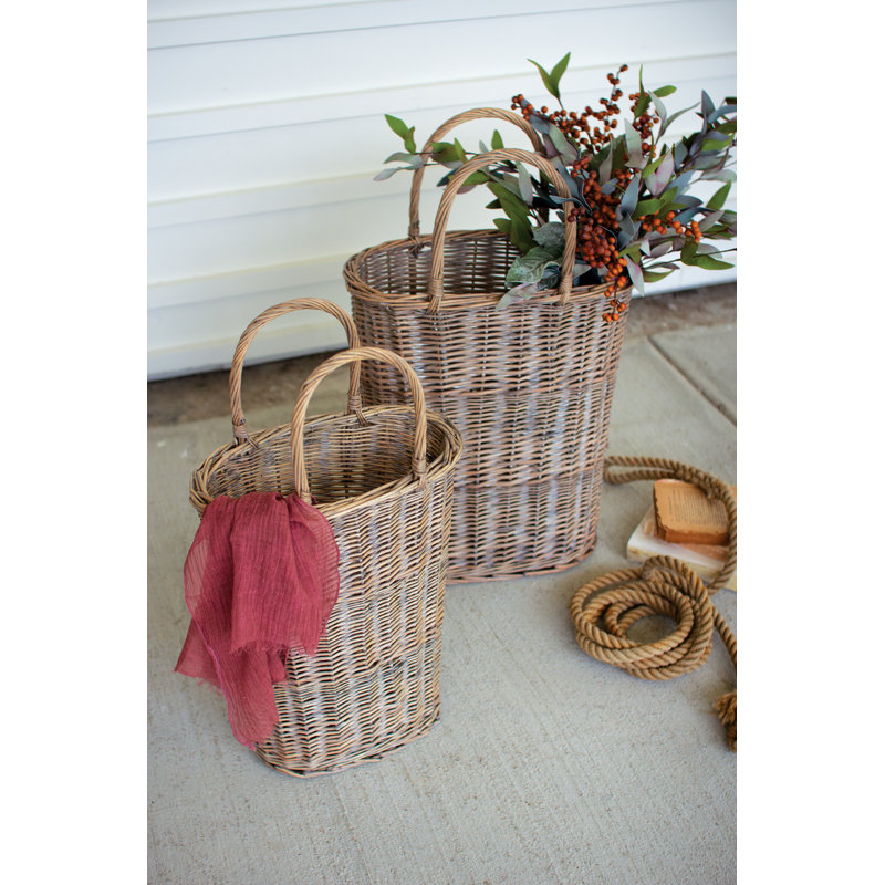 Ruben SET OF TWO TALL OVAL WICKER BASKETS