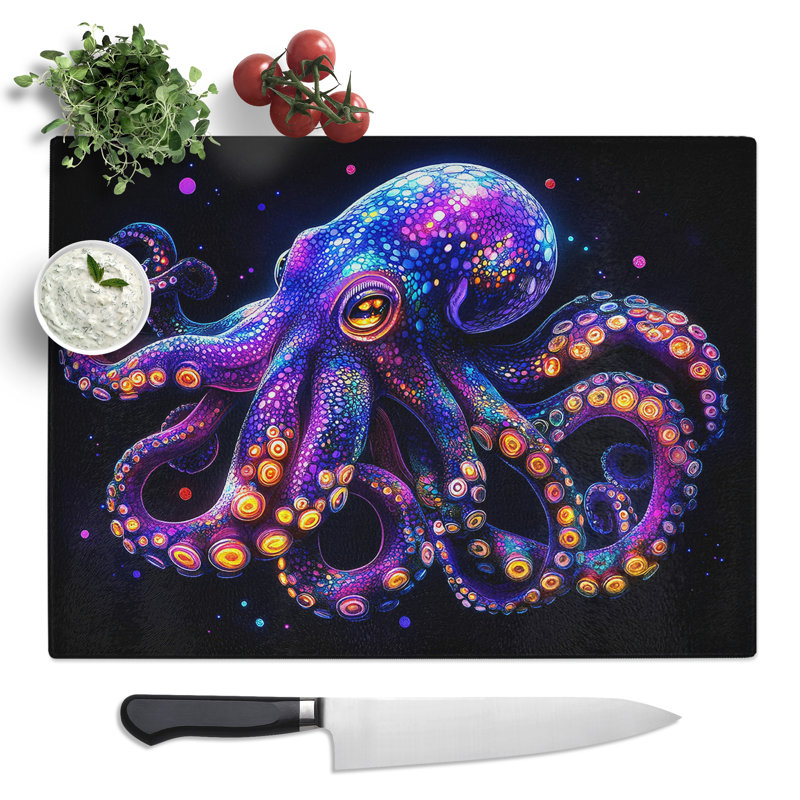 Octopus  Glass Chopping Board