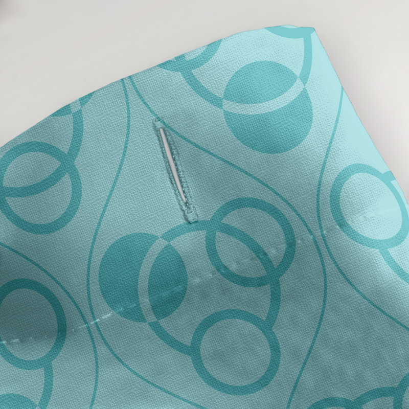 Rideau de douche simple cercles et vagues classic, Bleu sarcelle
