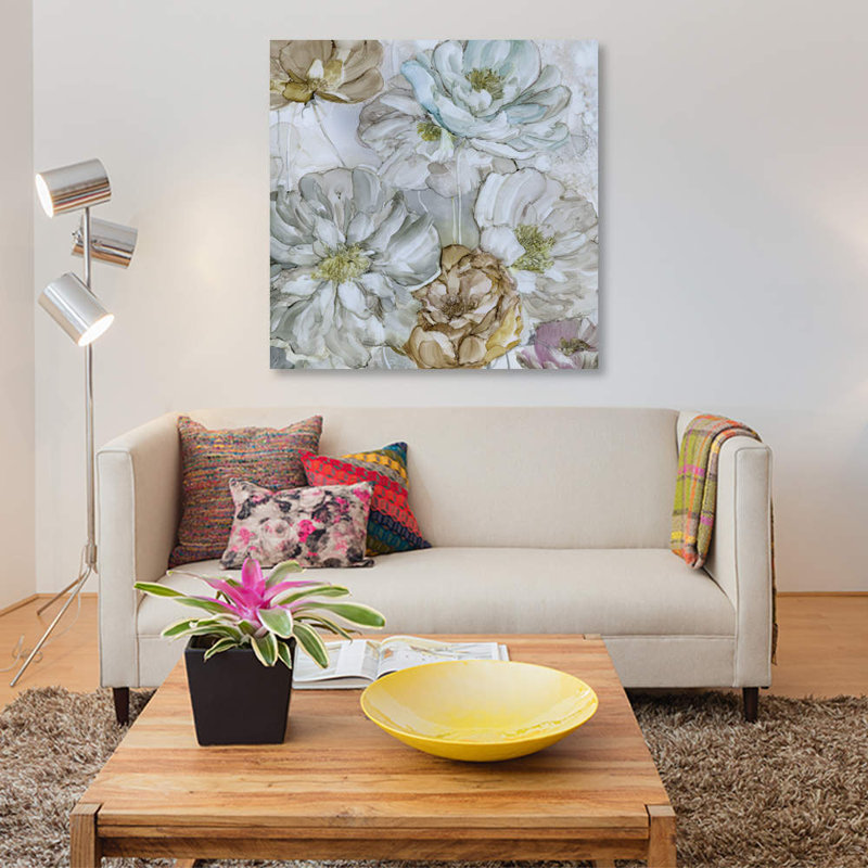 Moonlit pivoines, impression sur toile, H 12 po x l 12 po x P 0,75 po, Toile tendue, Pas de tapis