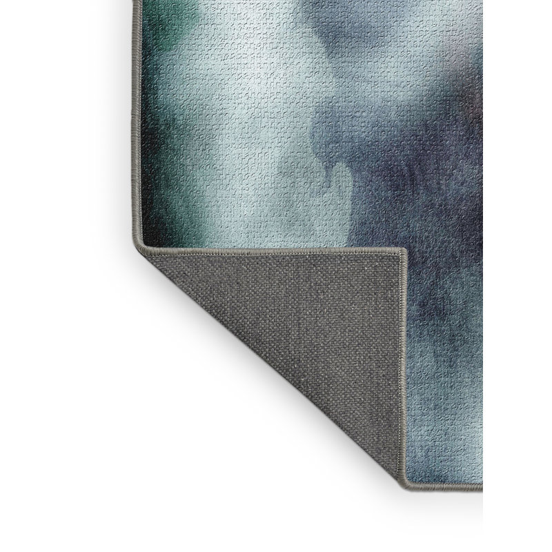 Tapis bleu foncé aquarelle, Rectangle 3 pi x 5 pi