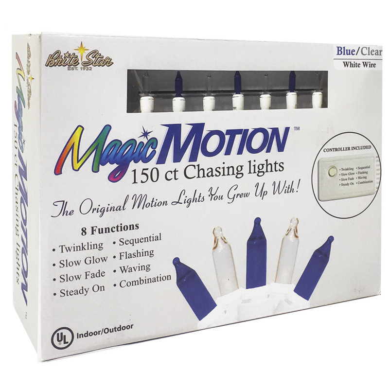 150-Count 8 Function Mini Hanukkah String Lights 37.25ft White Wire, Blue/Clear