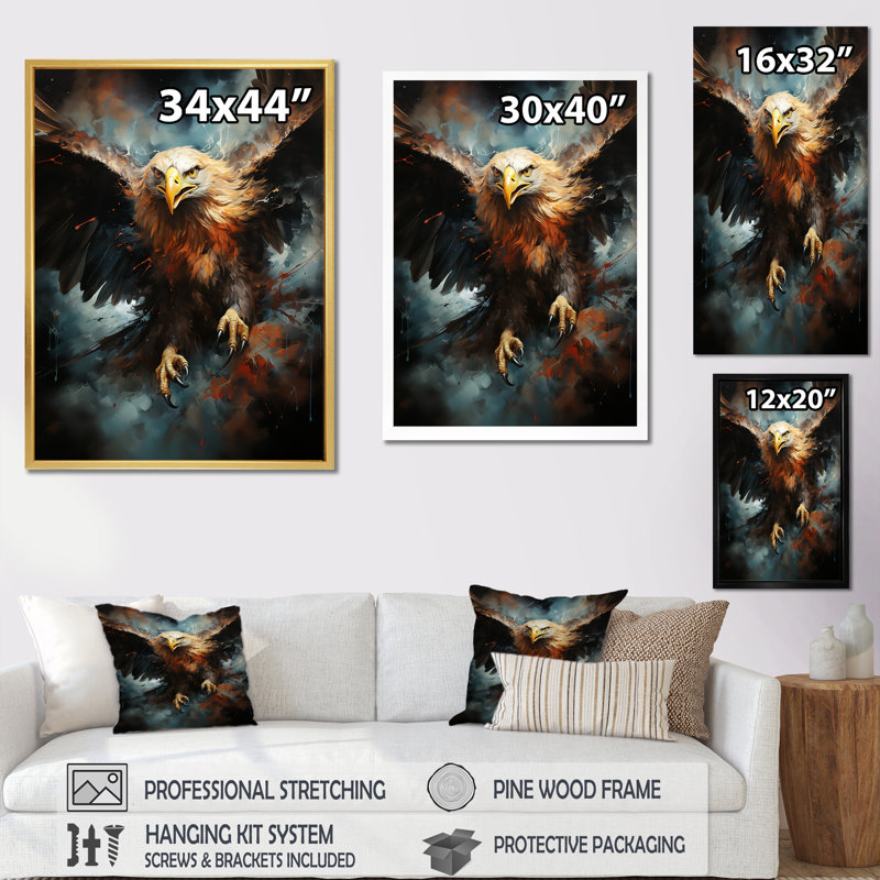 Décoration murale Native Thunderbird Soar Eagle I - Native American Art, H 20 po x l 12 po x P 1 po, Toile tendue