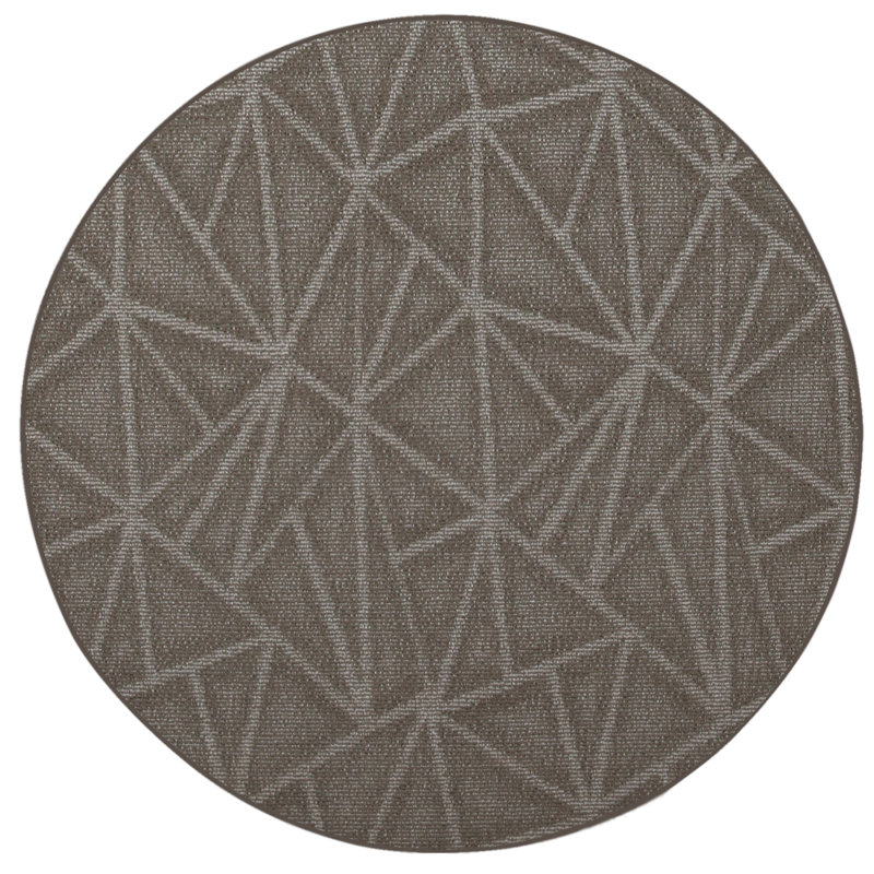Tapis gris en nylon tissé à la machine Bowersock, Rond 7 pi