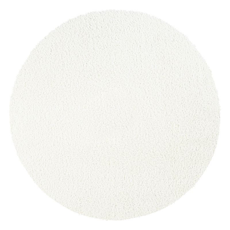 Ridout Solid High-Pile Rug, White, Round 160 cm, Polypropylene