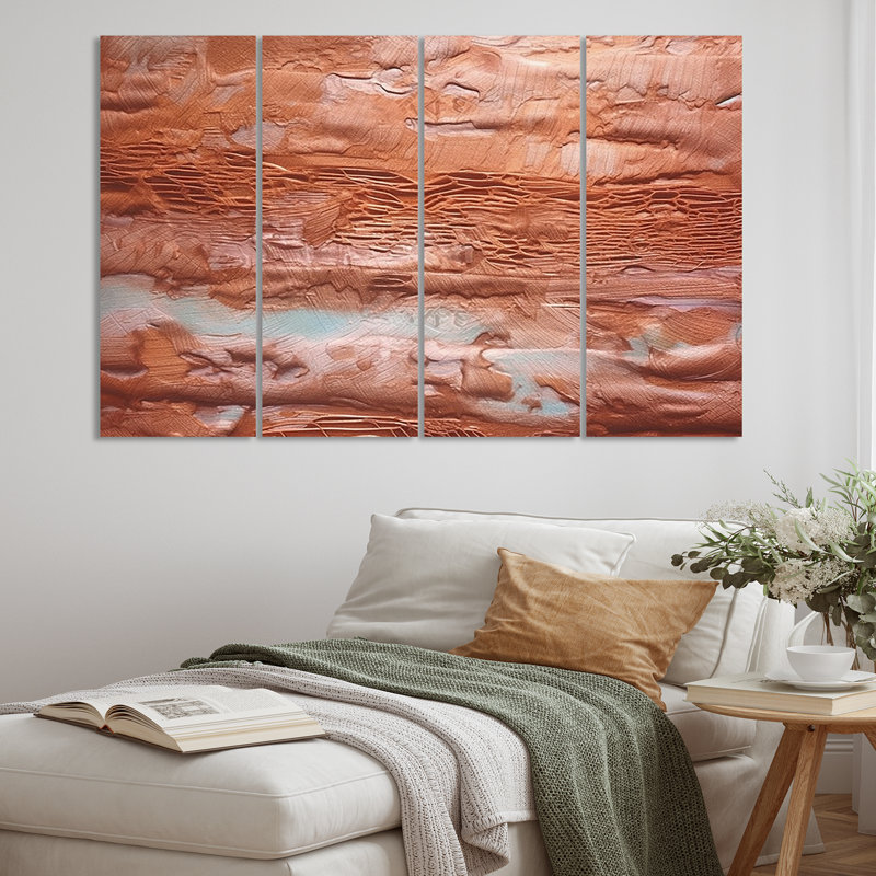 «Terracotta Bliss Abstract II» sur toile, reproduction de 4 pièces