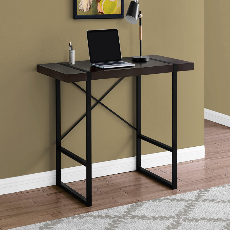 Bureau d'ordinateur, bureau personnel, ordinateur portable, L 48 po, travail, stratifié brun, métal noir, contemporain, moderne