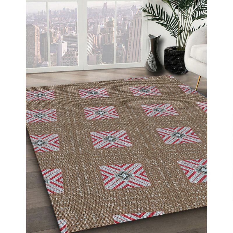 Tapis gris / rose Power Loom, Rectangle 7 pi x 9 pi