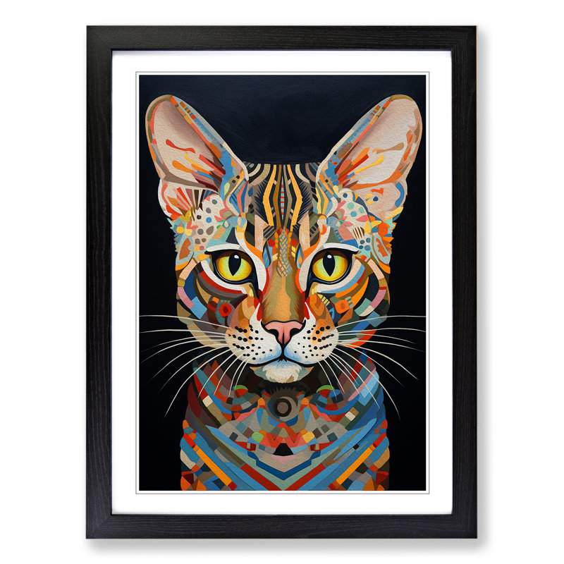 Bengal Cat Dadaism No.3 - Framed Print, Black, 34cm H x 25cm W x 2cm D