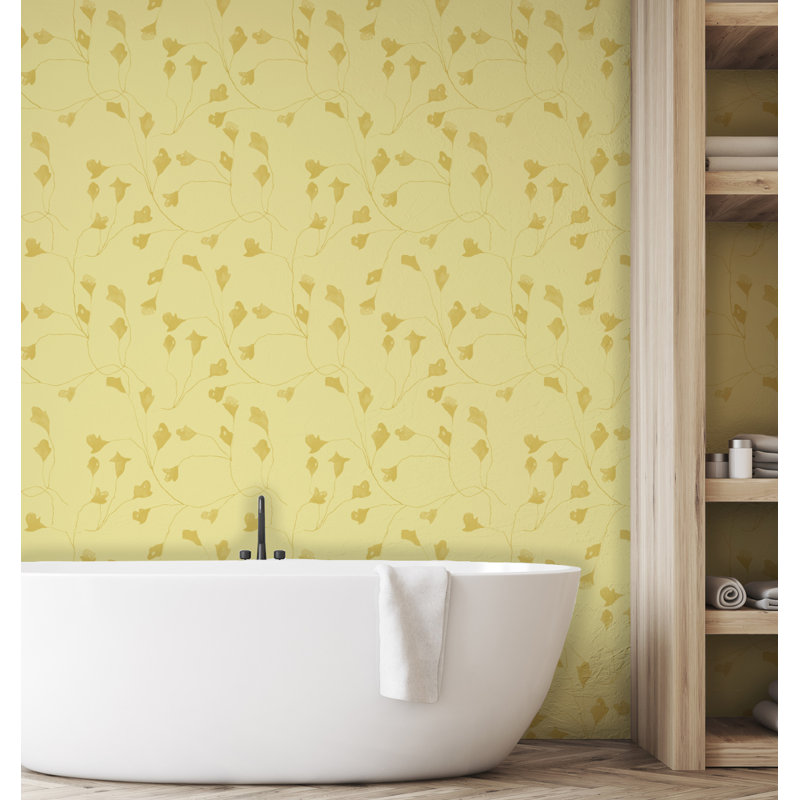Susan Hable Floral Wallpaper Double Roll, Yellow