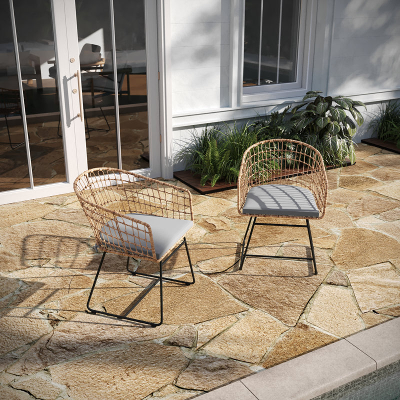 Fielder Wicker Outdoor Lounge Chair, Light Gray