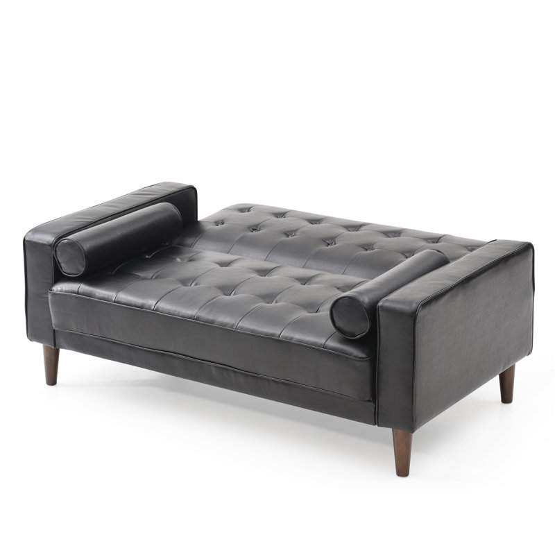 Ferrin Upholstered Sofa, Black Faux Leather