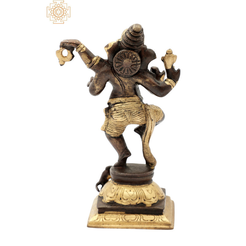 Figurine Ganesha dansante, Brun / or