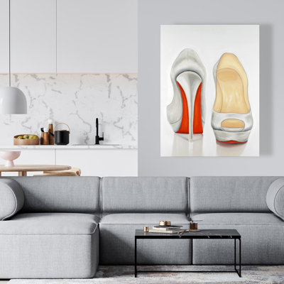 Red and White Pumps - Illustrative Fashion Canvas for Home Decor
