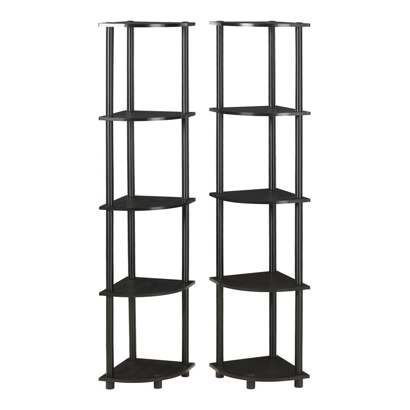 Clapen 5 Tier Corner Shelving Bookcase Set, Espresso / Black