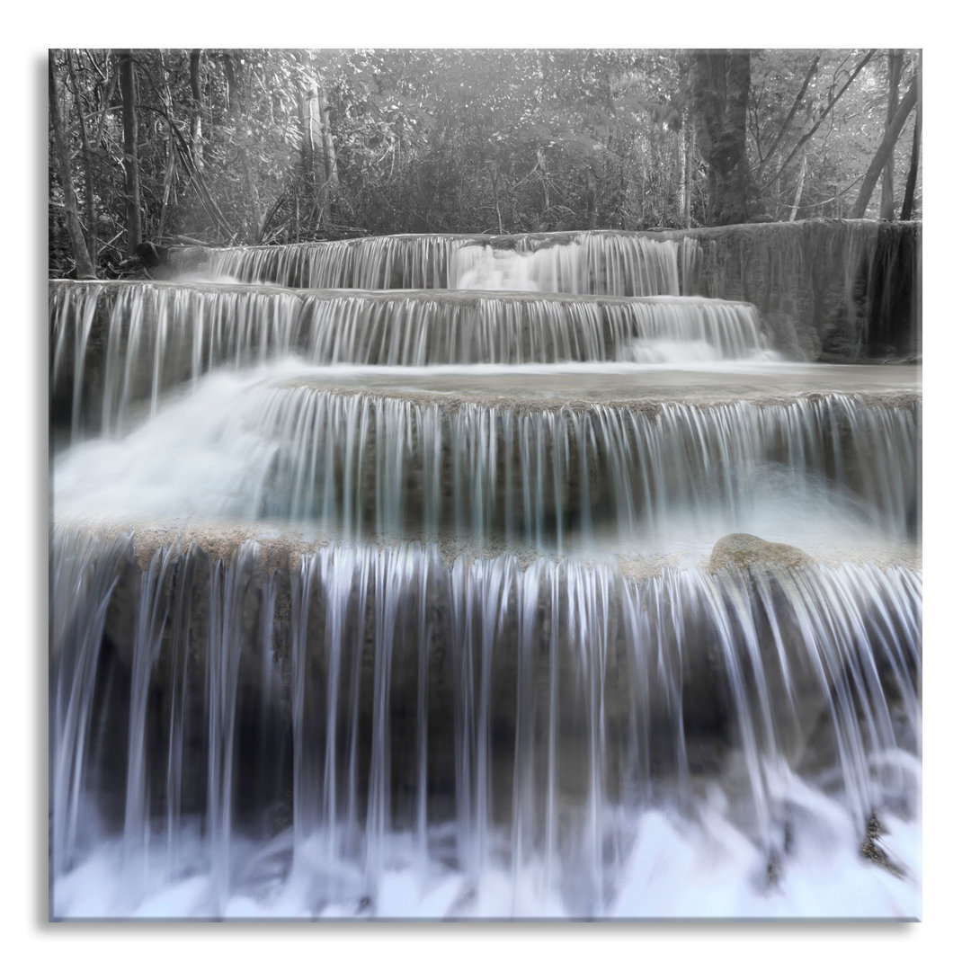 Glasbild Wasserfall im Regenwald