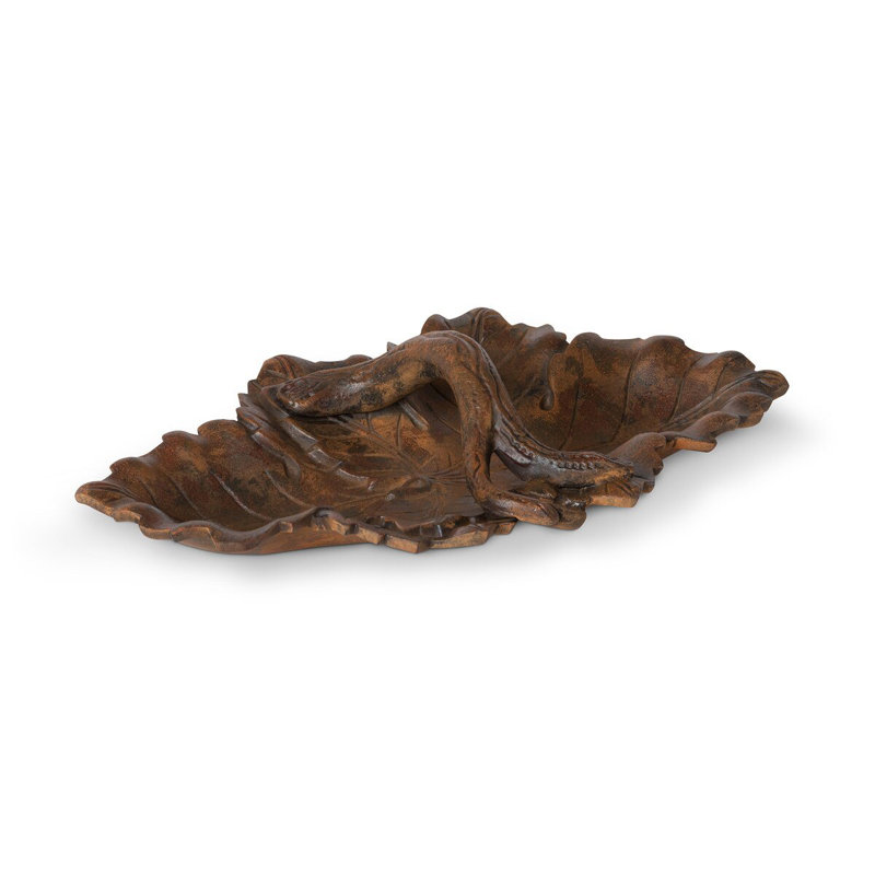 Cast Aluminum Grape Leaf Basket, 2.75" H x 12.25" W x 7.5" D