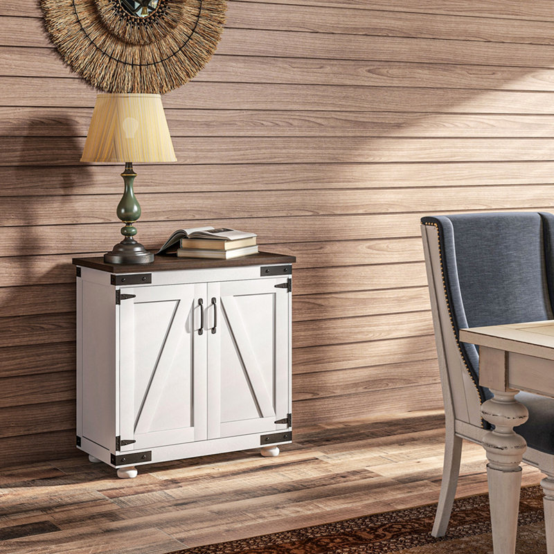 Armoire de rangement, buffet avec porte de grange, tablette réglable