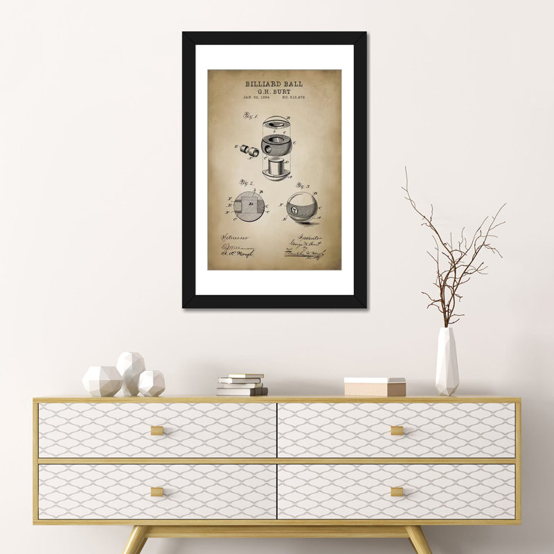 «Billiard V», impression sur toile, Papier d'art encadré noir, H 32 po x l 24 po x P 1 po