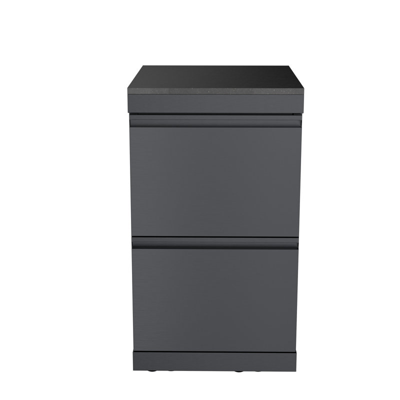 Armoire de rangement pour îlot de cuisine à double tiroir en acier inoxydable 304 noir