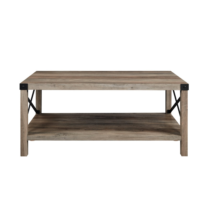 Table basse avec tablette de rangement ouverte Larenda, Gris délavé