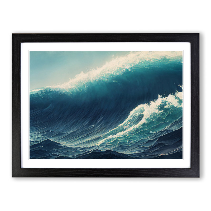 The Ingenious Ocean Wave - Single Picture Frame Print, Black, 46cm H x 64cm W