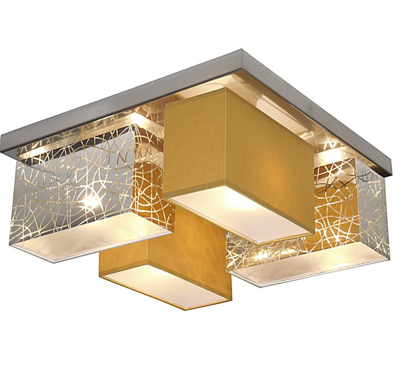 Pascoe Fabric Semi Flush Mount, Silver/Honey