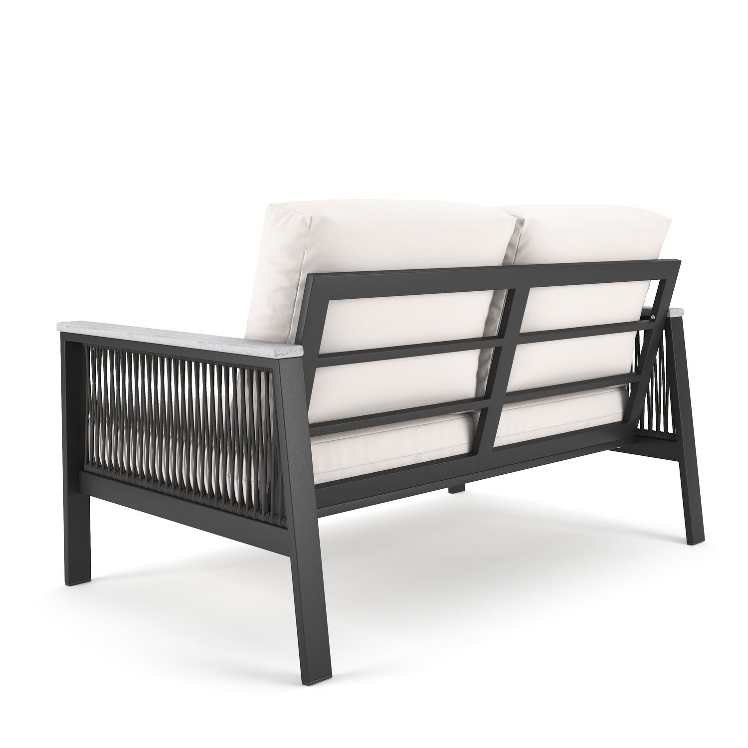 Townsend 55" Sunbrella® Patio Loveseat, Canvas Granite Sunbrella® Canvas, Gray/White