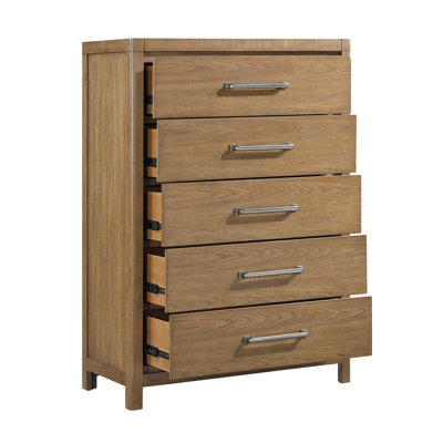 Commode de rangement 5 tiroirs brun clair