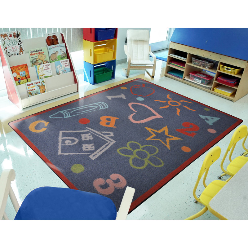 Playful Patterns Kids Art Area Rug, Rectangle 3'10" x 5'4", Chalkdust
