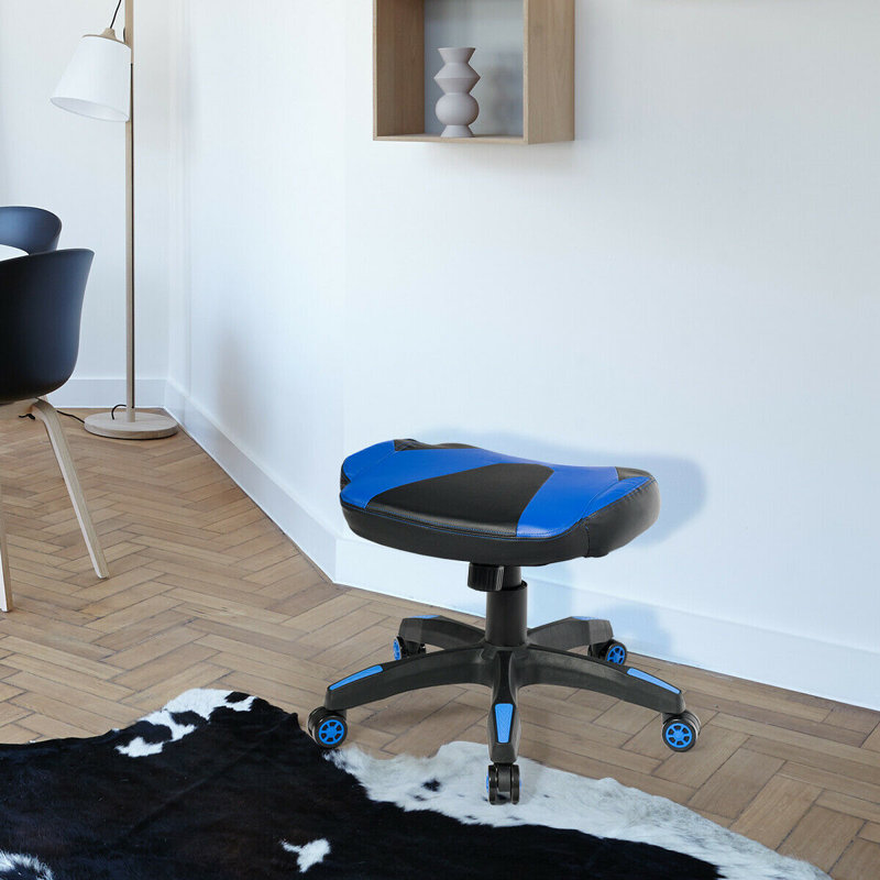 Adjustable Height Ergonomic Lab Stool Wheels, Blue