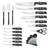 Farberware 22-Piece Never Needs Sharpening Triple Rivet Stainless Steel Knife Block and Kitchen Tool Set