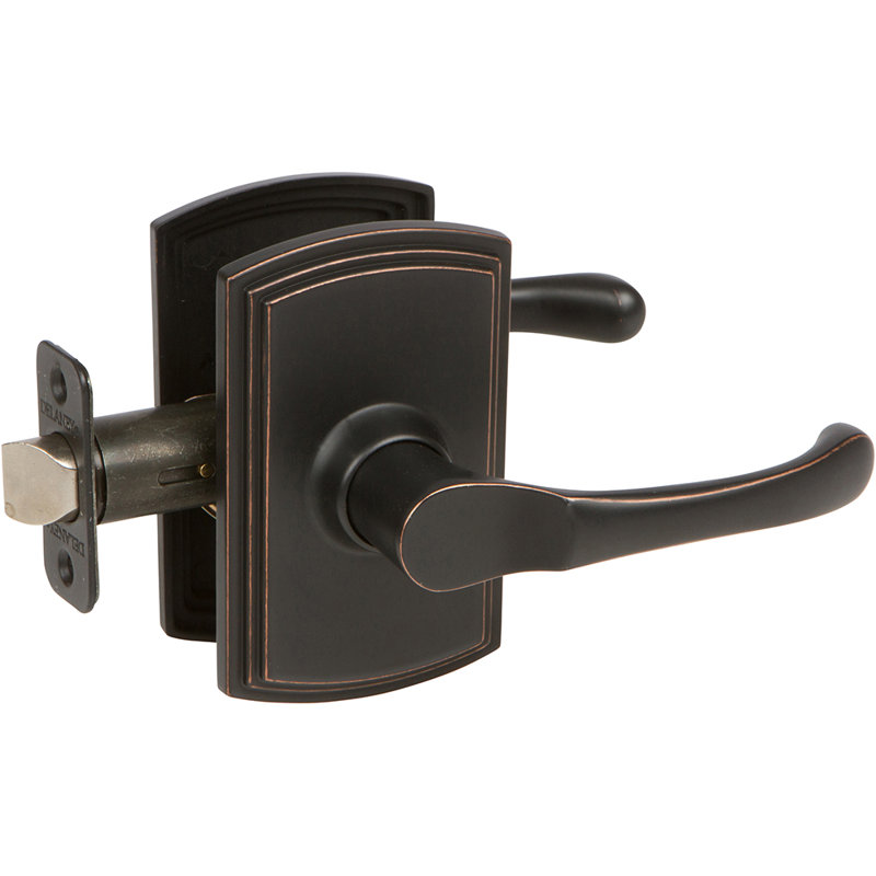 Levier de porte de passage avec rosette rectangulaire artino, Bronze