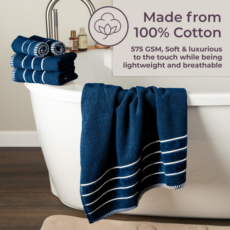 Lavish Home Bathroom Towels Set, Bathroom Accessories, Navy, Set of 6, Navy, 6 pieces