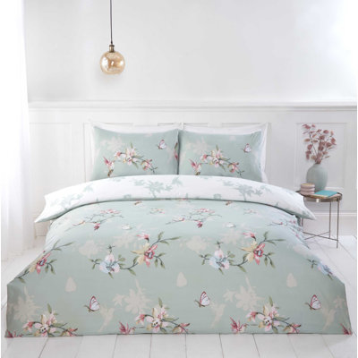 Dupre Microfiber / Polyester Floral Duvet Cover with Pillowcases