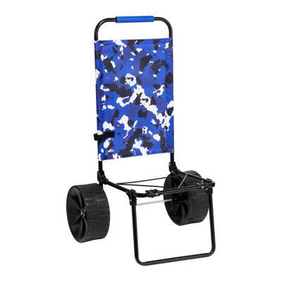 Chariot de plage pliable en acier noir, capacité de 31 kg (69 lb), design pliable
