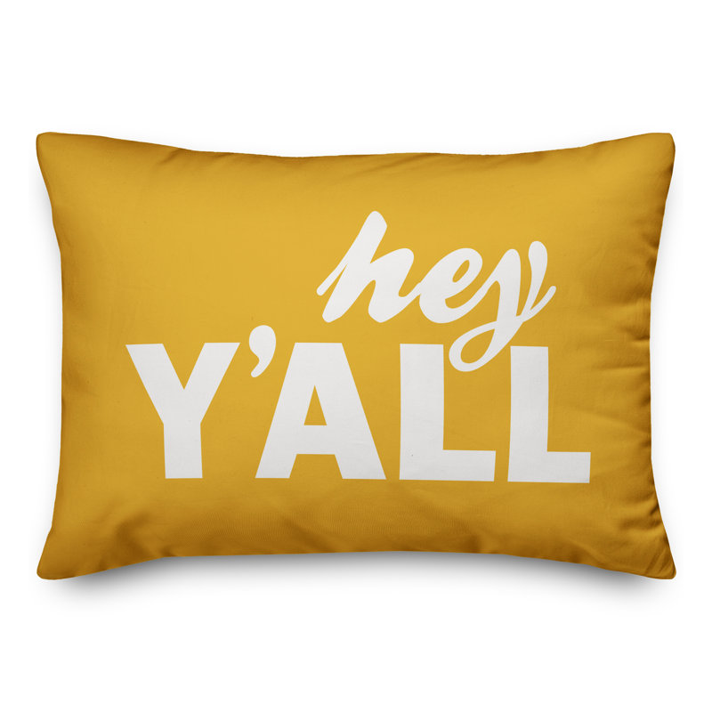 Textual Outdoor Throw Pillow, Yellow