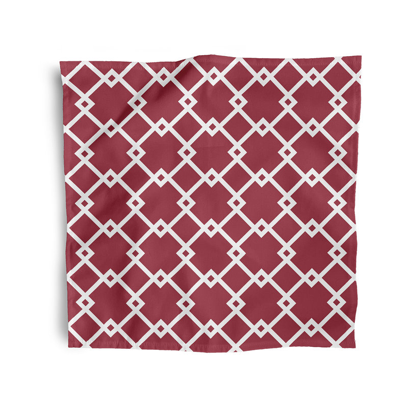 Latatia Polyester Geometric Square Napkin, Red
