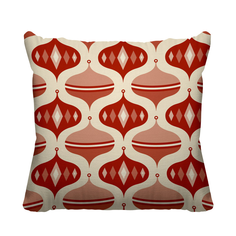 Coussin intérieur / extérieur Noel Christmas Ornament Balls, L 17 po x H 17 po, Rouge