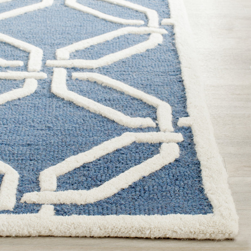 Geometric Wool Hand Woven Area Rug, Rectangle 122 x 183 cm