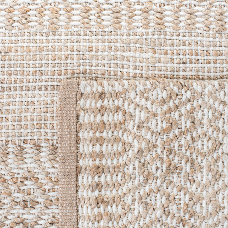 Foxley Southwestern Hand-Woven Cotton/Wool/Jute Natural/Ivory Area Rug, Rectangle 8' x 10'