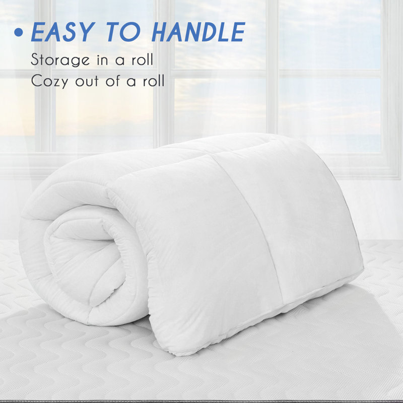King Size White Down Alternative Mattress Topper with Elastic Bands