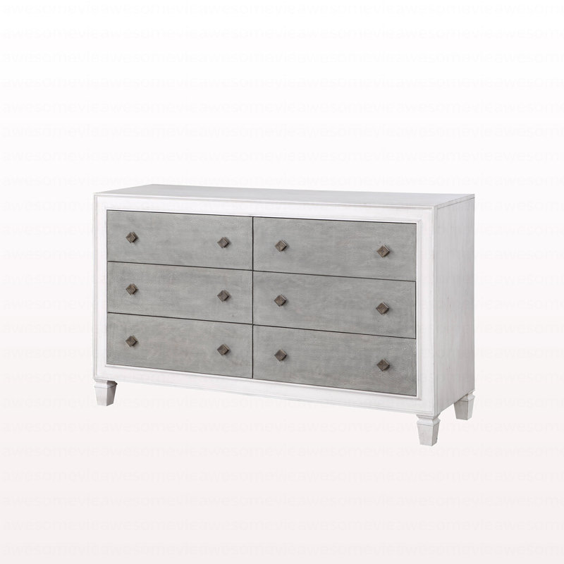 Commode moderne rustique gris et blanc vieilli