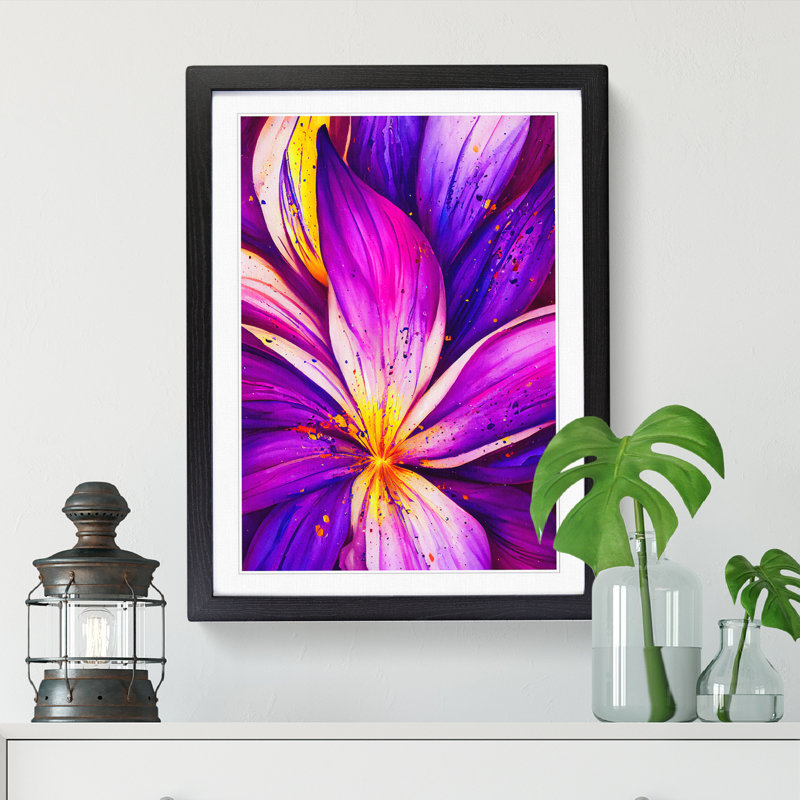Aurik Iris Flower Paint Splatter Vol.1 1 Piece Wall Art, 34cm H x 25cm W x 2cm D, Oak