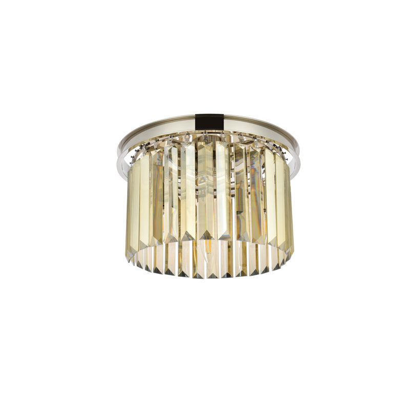 Yazmin Flush Mount, Polished Nickel, Smoky