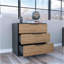 Commode H 27 po, commode 3 tiroirs, plateau supérieur, noir / chêne clair-441991227