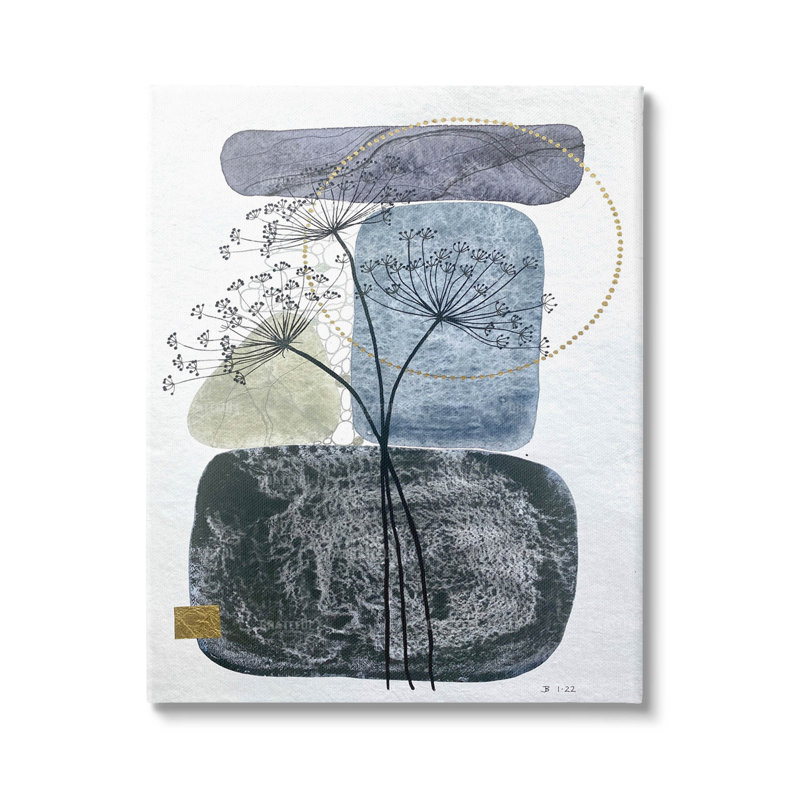 Art moderne sur toile, "Modern Layered Botanical Pebbles" par Jocelyn Benford, L 30 po x H 40 po