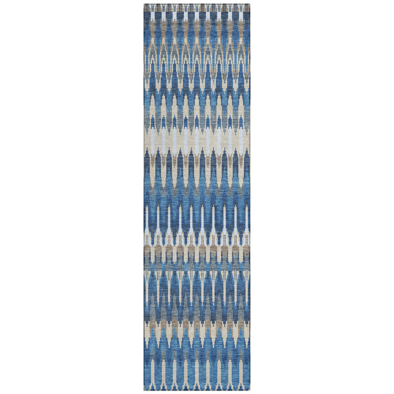 Washable Abstract Indoor / Outdoor Rug, Runner 2'3" x 7'6"